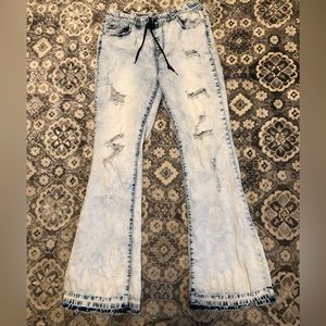 Flared distressed jeans women’s juniors size large drawstring size 14/16
